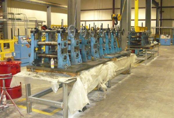 16 STND, TUREK & HELLER RU-35-16 RAFTED ROLL FORMING LINE, 3.5 ARBOR, 20 ROLL