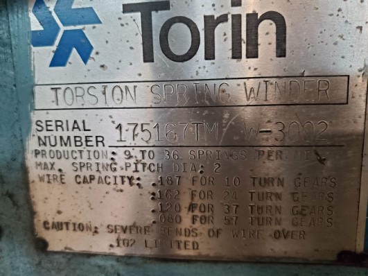 TORRINGTON NO. W-3002 TORSION COILER