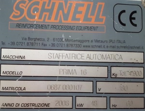SCHNELL PRIME 16 STIRRUP BENDER