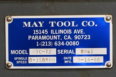 72 x 10 GAUGE MAY TOOL CIRCLE SHEAR MODEL# MTC-72