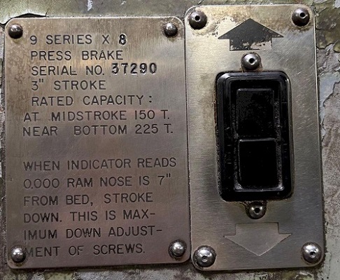 225 TON X 10' CINCINNATI MODEL #9 AUTO CYCLE AIR CLUTCH MECHANICAL PRESS BRAKE