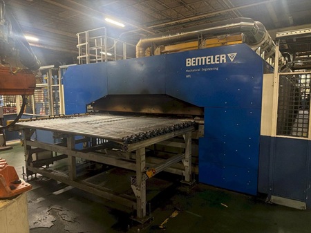 1000 TON LOIRE SAFE HOT STAMPING HYDRAULIC PRESS LINE W/ ROLLER HEARTH FURNACE
